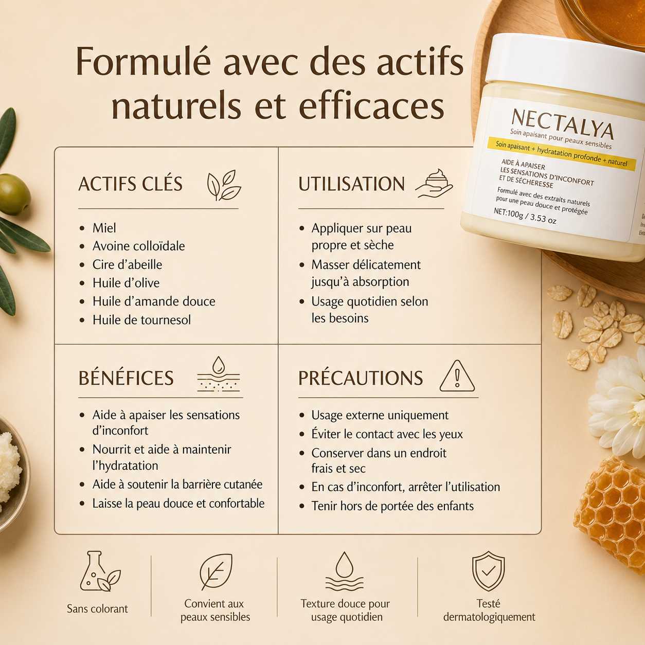 Crème au miel Nectalya pour l'eczéma